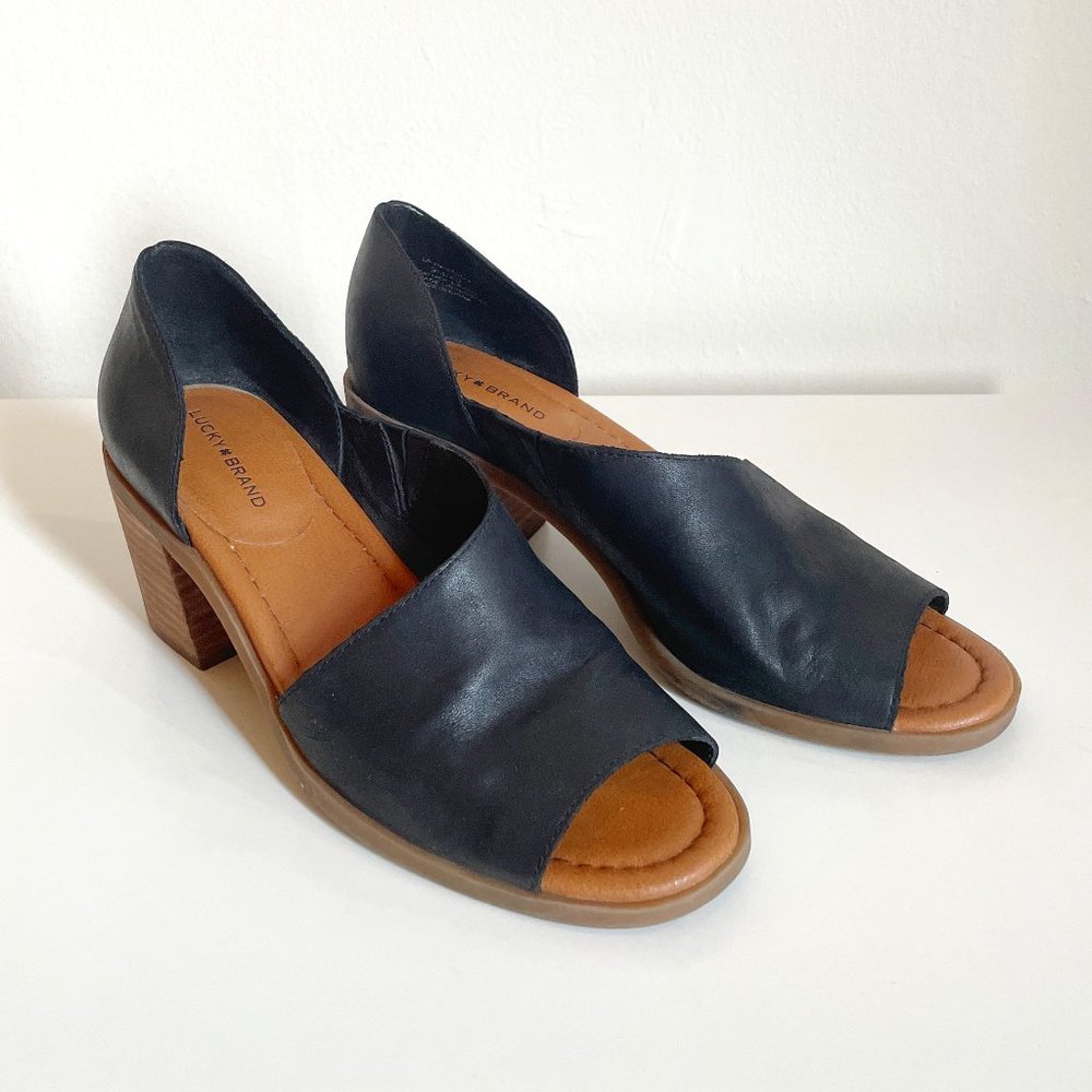 Lucky Brand Raheema Black Leather Sandals US 9M, UK 40
